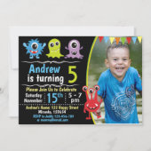 Monster verjaardagsuitnodiging, Cute moster-uitnod Kaart (Voorkant)