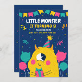 Monster verjaardagsuitnodiging, Halloween verjaard Kaart (Voorkant / Achterkant)