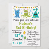 Monster-verjaardagsuitnodiging Kaart (Voorkant)