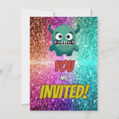 Monster verjaardagsuitnodiging voor kinderen kaart (Achterkant)