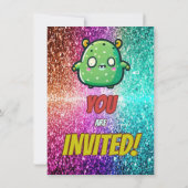 Monster verjaardagsuitnodiging voor kinderen kaart (Achterkant)