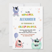 Monster Verjaardagsuitnodigingen Groene Sinaasappe Kaart (Voorkant)