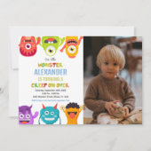 Monster verjaardagsuitnodigingen, Monsters één fot Kaart (Voorkant)