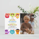 Monster verjaardagsuitnodigingen, Monsters één fot Kaart (Staand voorkant)