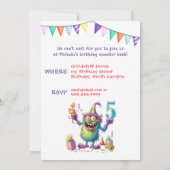 Monster Vijf Jaar Verjaardag Uitnodiging (Achterkant)