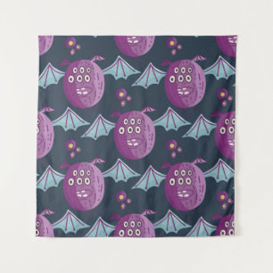 Monster Vleermuizen: Schattige Cartoon Vintage Wandkleed