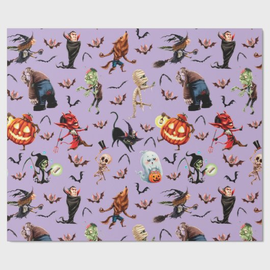 Monster Volle Halloween Cadeaupapier (Vlak)