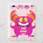 MONSTER VOOR MEISJES VERJAARDAGSFEEST KAART (Achterkant)