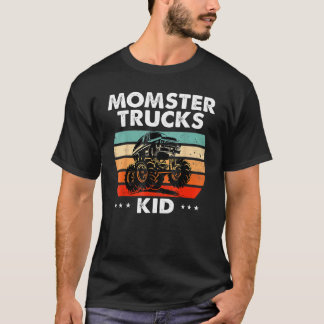 Monster Vrachtwagen Kind Retro Zonsondergang Koel T-shirt