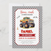 Monster Vrachtwagen Verjaardag Uitnodiging elke le (Voorkant)