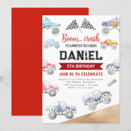 Monster Vrachtwagen Verjaardag Uitnodiging Vrachtw