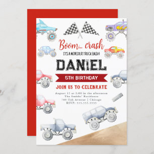 Monster Vrachtwagen Verjaardag Uitnodiging Vrachtw