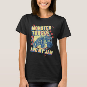Monster vrachtwagens zijn mijn jam retro geruite v t-shirt