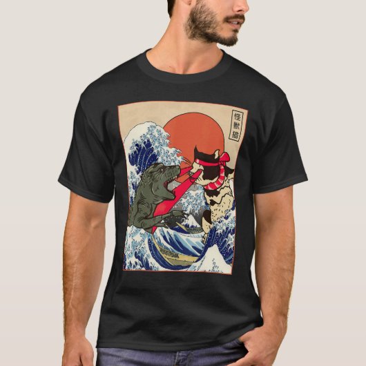 Monster vs Kat Laser Spul Japanse Catzilla T-shirt (Voorkant)
