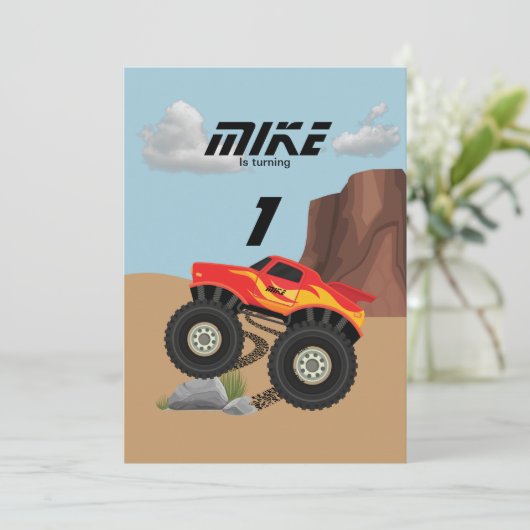 Monster wielen oranje, geel, rood, groen baby b  kaart (Staand voorkant)