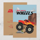 Monster wielen oranje, geel, rood, groen uitnodigi kaart (Voorkant / Achterkant)