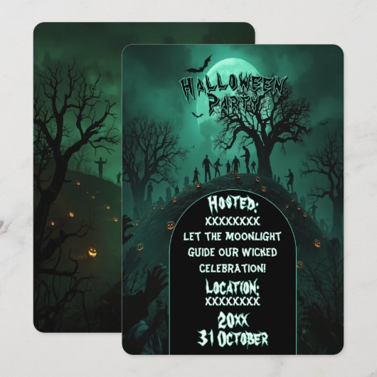Monster Zombie Feest Halloween Stijl Kaart (Voorkant / Achterkant)