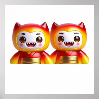 Monster Zusters Muur Kunst Poster – Schattig Griez
