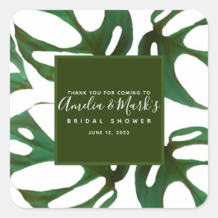 Monstera Adansonii Blad Bruidsdouche Vierkante Sticker