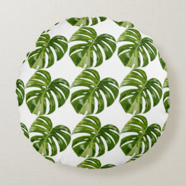 Monstera Albo-blad — Botanische Huisdecoratie Rond Kussen