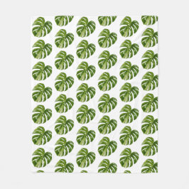 Monstera Albo Fleece Blanket