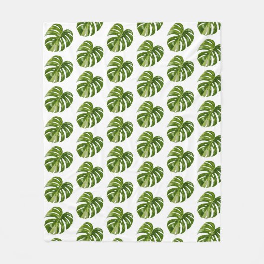 Monstera Albo Fleece Blanket Deken (Voorkant)