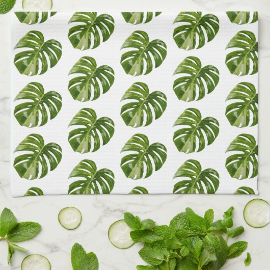Monstera Albo Tropical Kitchen Decor Theedoek (Gevouwen)
