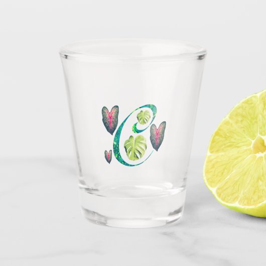 Monstera alfabet "C" Shot Glas (Voorkant)