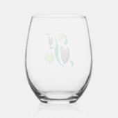 Monstera alfabet "F" Wijnglas Zonder Voet (Achterkant)