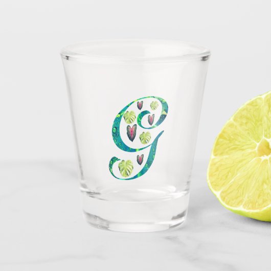 Monstera alfabet "G" Shot Glas (Voorkant)