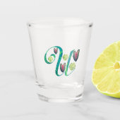 Monstera alfabet "V" Shot Glas (Voorkant)