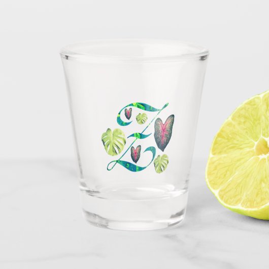 Monstera alfabet "Z" Shot Glas (Voorkant)