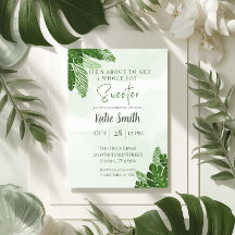 Monstera Baby Shower Uitnodiging Tropisch Groen