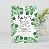 Monstera Baby shower Uitnodiging, Tropische Blader Kaart (Staand voorkant)