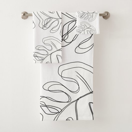 Monstera Black White Botanical Wedding Bad Handdoek (Insitu)