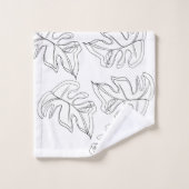 Monstera Black White Botanical Wedding Bad Handdoek (Wasdoekje)