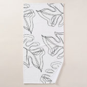 Monstera Black White Botanical Wedding Badhanddoek (Badhanddoek)