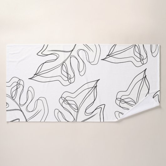 Monstera Black White Botanical Wedding Badhanddoek (Badhanddoek)