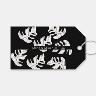 Monstera Black White Botanical Wedding Cadeaulabel