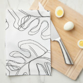 Monstera Black White Botanical Wedding Theedoek (Quarter Fold)