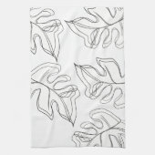 Monstera Black White Botanical Wedding Theedoek (Verticaal)