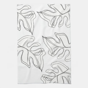 Monstera Black White Botanical Wedding Theedoek