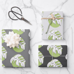 Monstera blad abstracte plant illustratie grijs inpakpapier vel