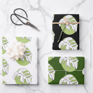 Monstera blad abstracte plant illustratie groen inpakpapier vel