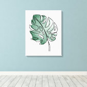Monstera blad canvas afdruk (Insitu (Houten vloer))