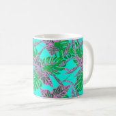 Monstera blad coleus tropisch turquoise roze koffiemok (Voorkant rechts)