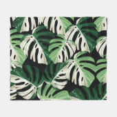 Monstera blad Exotisch zwart patroon Fleece Deken (Voorkant (Horizontaal))