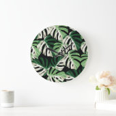 Monstera blad Exotisch zwart patroon Grote Klok (Huis)