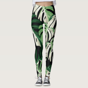 Monstera blad Exotisch zwart patroon Leggings