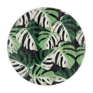 Monstera blad exotisch zwart patroon snijplank